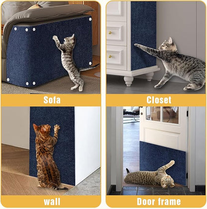 Cat Scratch Mat, 3PCS 39.4"x11.9" DIY Trimmable Self-Adhesive Cat Scratching Mat, Couch Protector from Cats Claw, Indoor Furniture Protector for Cats Scratching (Dark Blue)