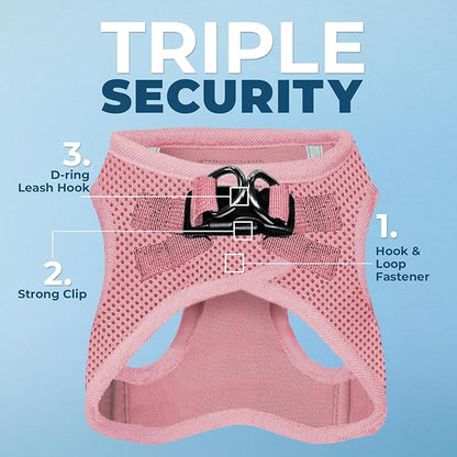 Best Pet Supplies Voyager Step-in Air Harness - All Weather Mesh, Reflective, No Pull Harness for Dogs, Cats - Secure with Hook & Loop Fastener, Buckle, Double D-Rings - Pink, XS