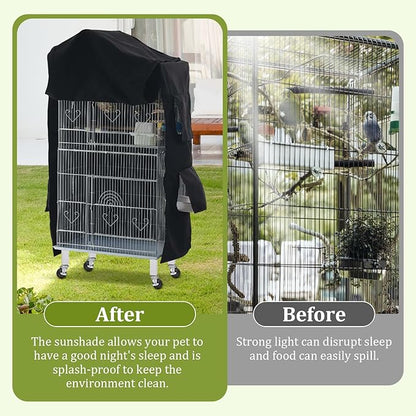 Bird Cage Cover Birdcage Cover, Washable Protection Blackout Cover Waterproof for Parakeets Lovebirds Macaw, Square Cages Accessories, Style A