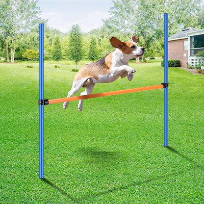 PAWISE Dog Agility Training Equipment, Pet Training Hurdles & Weave Poles Set with Adjustable Jump Bar, Outdoor Dogg Obstacle Course for Backyard Exercise, Portable Dog Agility Kit with Carry Bag