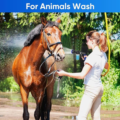 Pet Bathing Sprayer Kit,10 Spray Patterns, Adjustable Hose Wash Sprayer with 4 to 8 Bars Foam Blaster,Suitable for Pet Washing, Car Cleaning and Garden Use with 1/2” Quick Connector