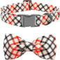 Dog Collar, Bow Dog Collar Beige Plaid Pet Collar Cute Pet Bow Soft Girl or Boy Puppy Collars with Metal Buckle Adjustable Collars for Small Dogs