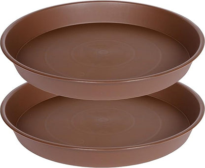 2 Pack of 8 inch Plant Saucer Clear, Heavy Duty Plastic Plant Water Tray 8 inch Round, Flower Plant Saucers for Indoors No Holes, Plant Dishes Saucer for Planter 7"/8" (8", Chocolate)