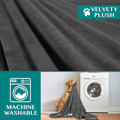 PetAmi Dog Blanket for Bed, XL Pet Blanket Large Dogs, Fleece Furniture Couch Cover Protector Sofa Car Crate Kennel, Soft Sherpa Cat Throw Plush Reversible Washable, Twin 60x80 Solid Dark Gray