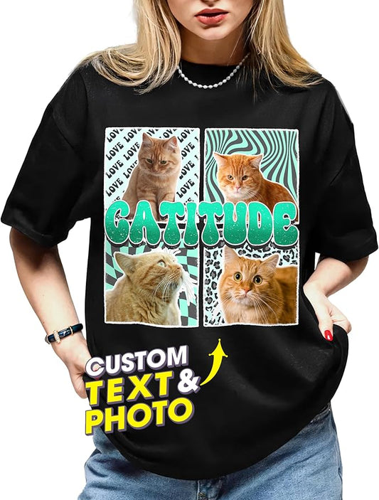 H-DEWALL Custom Shirts Custom Bootleg Rap Shirt for Him Custom Face Shirt with Photo Pet Custom Tees Gift for Dog Cat Lover