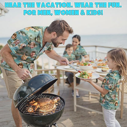 Custom Hawaiian Shirt with Face Photo Picture for Men Women Kids Youth Adult, Tropical Personalized Hawaiian Shirts Gift
