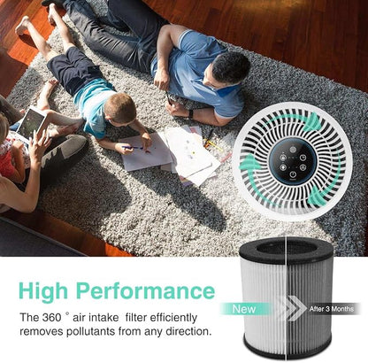 Tailulu Air Purifier Replacement Filter for D09 Air Cleaner, 3-in-1 True H13 HEPA Filter, 1 Pack