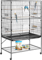VEVOR Bird Cage, 36.6 x 22.8 x 59.5 inch, Flat Top, Wrought Iron Bird Flight Cage with Perches, Slide-Out Tray and Plastic Feeders, for Blue Tit, Cockatiel, Canary, Monk Parakeet, African Grey Parrot
