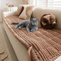 FUNNY FUZZY Pet Couch Covers for Sofa, Washable Dog Couch Cover Protector for Dogs, Flannel Couch Covers for Dogs Pet Friendly Pets Mat Bed Sofa Cover (Brown, 27.6"×82.7")