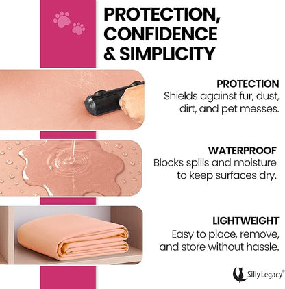 SILLY LEGACY Thin Reversible Waterproof Protective Cover or Liner for Bed or Couch (King Size, 100 x 96 inch), for Dogs and Cats, Babies; Incontinence, Dirt, Drool