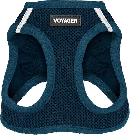 Best Pet Supplies Voyager Step-in Air Harness - All Weather Mesh, Reflective, No Pull Harness for Dogs, Cats - Secure with Hook & Loop Fastener, Buckle, Double D-Rings - Blue, L