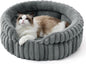 Bedsure ComfyFleece™ Cat Bed, Washable Round Cute Cat Beds for Indoor Cats, Super Soft Corduroy Pet Bed for Puppy and Kitten with Anti-Slip Bottom, 23''x23''x8.5'', Warm Gray