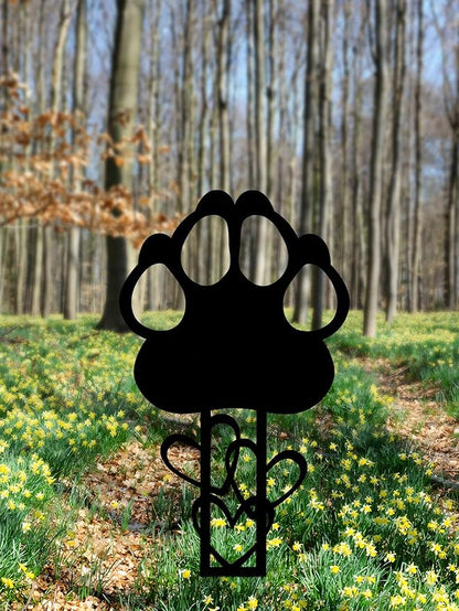 Memorial Garden Stake — Metal Cross Grave Marker Designed for Dog & Cat, Featuring Paw Prints and Heart Motifs,Suitable for Outdoor Cemeteries,Ideal Gifts to Honor Departed Pet (10.4 x 4.3'')