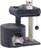 Feandrea Cat Tree, Small Cat Tower with Sisal Scratching Post, Plush Condo with Padded Perch, for Small Spaces, Kittens, Smoky Gray UPCT50G