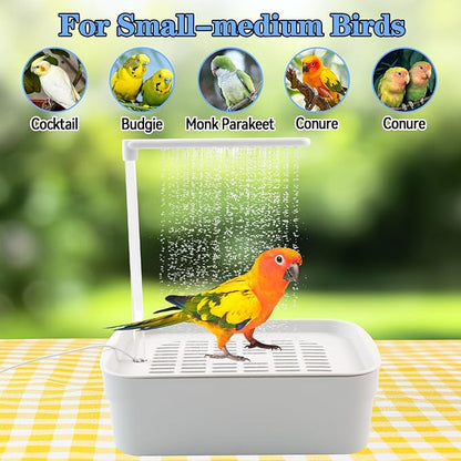 Automatic Bird Shower with Pump,Electric Bird Bath for Cage Water Circulated Indoor Parrot Bath Shower with USB Power Plug Bathwater Cycle Conure Bathtub for Parakeet Cockatiel Lovebird