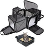 BAGLHER Expandable Cat Carrier with Travel Litter Box, Pet Travel 5 Sides Open Doors 3 Sides, Leak-Proof and Collapsible, for Car, Airplane Trip, Black