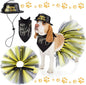 Suhine 3 Pcs Pet Happy New Year Costume Dog New Years Outfit Accessories Includes Puppy Dogs Tutu Dress Pet Hat and Dog Triangle Bandana for Medium Large Pets Costume Supplies
