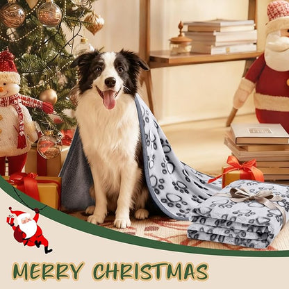 Luciphia Premium Soft Dog Blanket for Small Medium Large Dogs Washable 300GSM Fluffy Warm Fleece Puppy Cat Paw Print Pet Flannel Pcs2 Grey Paw L(41"x31")