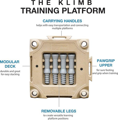 Blue-9 Pet Products KLIMB Dog Training Platform and Agility System, Durable and Portable for Indoor or Outdoor Use, Made in The USA, Tan