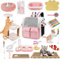 Kitten Starter Supplies Starter Kit, 20 pcs of Cat Essentials and Stuff, Including Cat Bed, Carrier, Litter Mat, Litter Box, Collar, Bowls,and Others, Perfect Choice for New Cat Owner - Pink