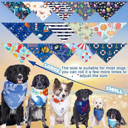 100 Pcs Ocean Dog Bandanas Bulk Pet Bibs Colorful Triangle Pet Ocean Scarf Bandanas for Medium Large Dogs Birthday Summer Beach Holiday Costume Decor