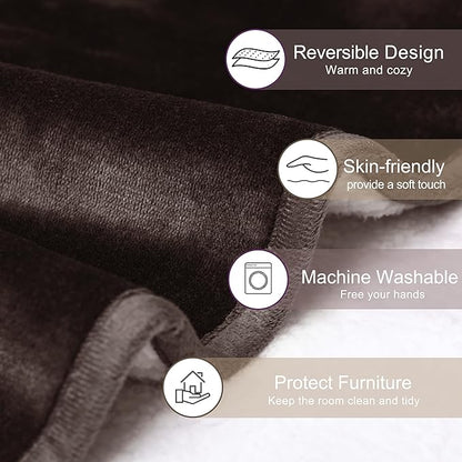 gogobunny Waterproof Bed Blanket, Reversible Sherpa Fleece Throw Blanket for Dog Puppy Cat, Furniture Cover Protects Bed Couch Sofa from Liquid Pee and Pet Fur (Dark Brown, 30x70 inches)