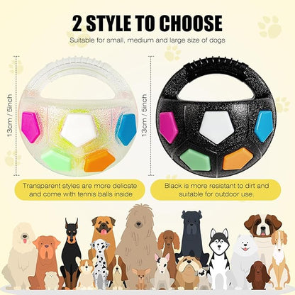 Dog Toy Ball with Handle, Toss and Fetch Play, Interactive Ball for Dogs Playing, Squeaky Floating (Transparent)