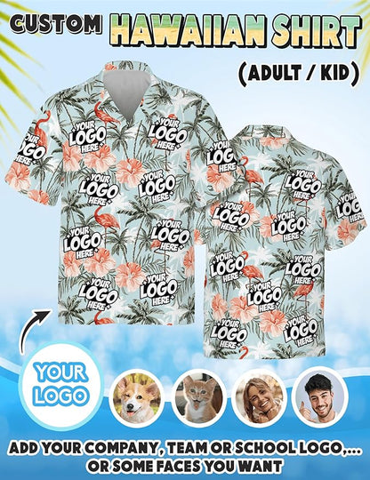 Custom Hawaiian Shirt with Face Photo Picture for Men Women Kids Youth Adult, Tropical Personalized Hawaiian Shirts Gift