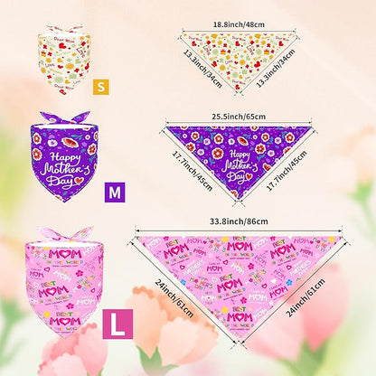 30 Pack Mothers Day Dog Bandanas Bulk for Small Dogs Kittens Breed 18 Inch Love Mom Dog Bandanas XS Puppy Doggy Best Mom Dogs Bandana Grooming S