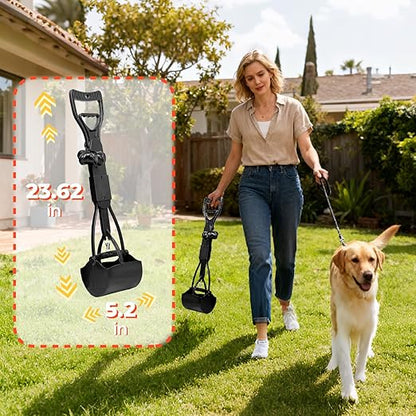 30L Dog Poop Trash Can Outside with Pooper Scooper, Inner Bucket, Stainless Steel Dustpan, Rake & Shovel, Waste Bags for Dog Poop Disposal