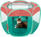 Furhaven Portable Dog Playpen Cat Tent, Pet Playground,Kennel Foldable Indoor Outdoor Zippered Puppy Crate - Green & Pink, Small