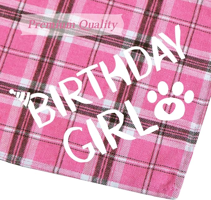 STMK Dog Birthday Outfits, Multi Size Dog Birthday Hat Dog Birthday Girl Bandana Bow Tie Birthday Numbers for Medium Large Dogs Pets (Pink, Large)