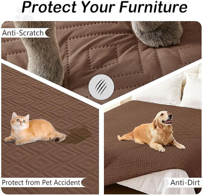 hyha Waterproof Dog Blanket, Soft Dog Bed Cover Pet Blankets, Waterproof Sofa Couch Cover for Dogs Washable, Reversible Pet Couch Covers for Sofa Furniture (52x82 Inch, Brown/Brown)