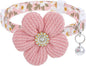 Cat Collars Breakaway Cat Collar with Bells, Rhinestone Flower Kitten Collars with Bell, Floral Pet Collar and Safety Buckle for Cats and Puppy Dog, 7.09-11.81inch (Pink)
