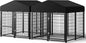 2PCS Dog Kennel Outdoor, Outside Dog Kennel with Roof & Removable Doggy Door Allow Connecting Your Dog House, Square Pet Enclosure Dog Run Yard for Medium/Small Dogs(4'Lx4'Wx4.6'H)