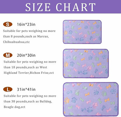 1 Pack 3 Blankets Super Soft Fluffy Premium Fleece Pet Blanket Flannel Paw Printed Throw for Dog Puppy Cat(Large 41x31'', Purple, Pink, Brown)