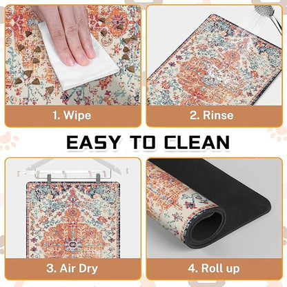 Absorbent Pet Dog Bowl Mat for Food and Water, Pet Cat Food Feeding Mat with Non Slip Rubber Backing, Dog Food Mats for Floors Waterproof, 12"x20"