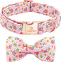 Lionheart glory Dog Collar Bow Collar Pink Dog Collar with Bow Tie Spring Summer Cute Collar Dog Female Soft Durable Adjustable Dog Collars for Large Dogs Pet Gift