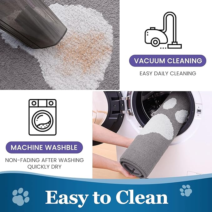 Buganda Dog Door Mat for Muddy Paws, Absorbent Dirt Trapper Washable Indoor Doormats, Non Slip Low-Profile Mud Mat for Dogs, Front Entrance Doormat for Inside Floor (36x24 Inches, Light Grey)