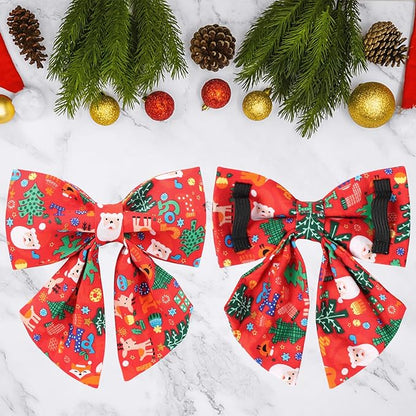 Christmas Dog Collar with Bow Tie, Christmas Collar for Puppy Girl Boy Dog or Cat, Bowtie Dogs Collars with Durable Metal Buckle, Cute Pet Collars, M