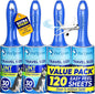 PetLovers Extra Sticky Lint Roller Mega Value Set for Pet Hair Removal and Clothes, Dog and Cat Lint Remover (Blue, 4 Pack Mini)