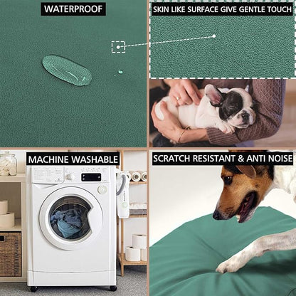 Dog Bed Cover Waterproof Replacement Machine Washable Covers for 44x32 Inch Dog Bed Heavy Duty Scratch Resistant Mattress Protector Pet Bed Cover Only Dark Green