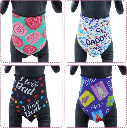 30 Pcs Fathers Day Small Dog Bandanas Bulk 25 Inch Love Dad Dog Bandanas for Medium Dogs Breed Best Dad Dogs Bandana Large Cats Grooming M
