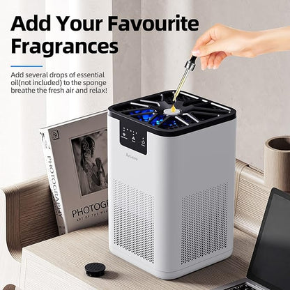 AROEVE Air Purifiers for Bedroom Air Purifier With Aromatherapy Function For Pet Smoke Pollen Dander Hair Smell 20dB Air Cleaner For Bedroom Office Living Room, MK06- White(Available for California)