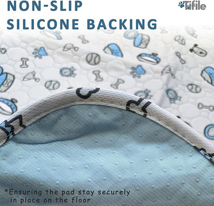 Washable Pee Pads for Dogs, 1 Pack Reusable Puppy Pad, Absorbent Whelping With Bone Print, Non-Slip Waterproof Pet Training for Couch, Crate, Potty Training - 65x48in