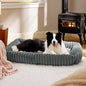 Bedsure ComfyFleece™ Cute Dog Bed for Extra Large Dogs - Washable Furry Puppy Beds, Rectangle Orthopedic XL Pet Beds with Removable Zipper Cover, 43x30x8inches, Warm Grey