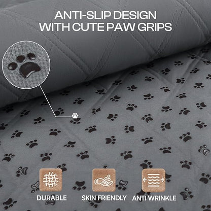 Luciphia 100% Waterproof Couch Cover Blanket for Dogs Anti-Slip Pet Couch Protector Sofa Mat Puppy Cat Blanket with Non-Slip Bottom, Grey, 82x120 Inch