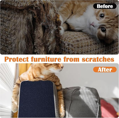 Cat Scratch Furniture Protector - 138" x 17" Trimmable Self-Adhesive Cats Claws Scratch Pads, DIY Cat Climbing Couch Protector for Scratch Post Cat Tree Replacement Indoor (Dark Blue)