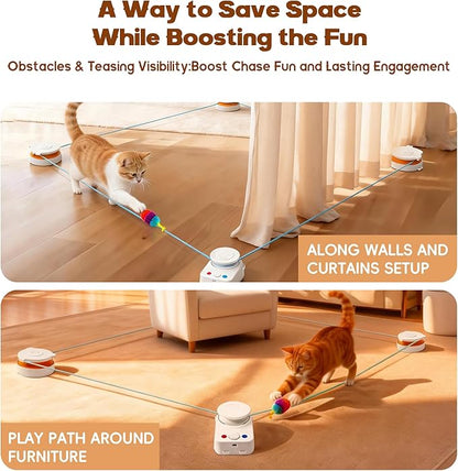 Interactive Cat Toy for Indoor Cats – Automatic Moving & Enrichment Toy for Indoor Cats/Kitten, Auto/Manual Control Cat Treadmill for Exercise & Mental Stimulation, Stimulating Chase Toys (H1K3)