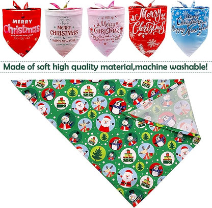 30 Pcs Christmas Happy New Year Dog Bandanas Bulk for Small Dogs Stitch Dog Bandanas Party Grooming S